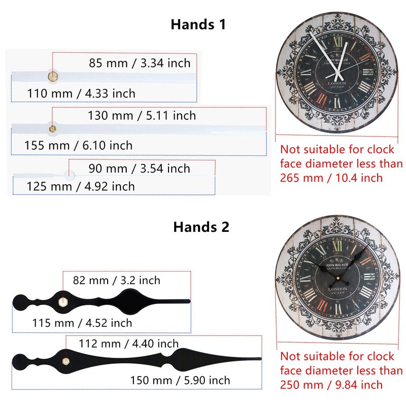 TIKROUND 12888 Quartz DIY Wall Clock Movement Mechanism Repair Parts Replacement Kit Sweep Silent Movement,13mm (1/2 Inch) Maximum Dial Thickness, 23mm (29/32 Inch) Total Shaft Length.(White Hand) - Image 4
